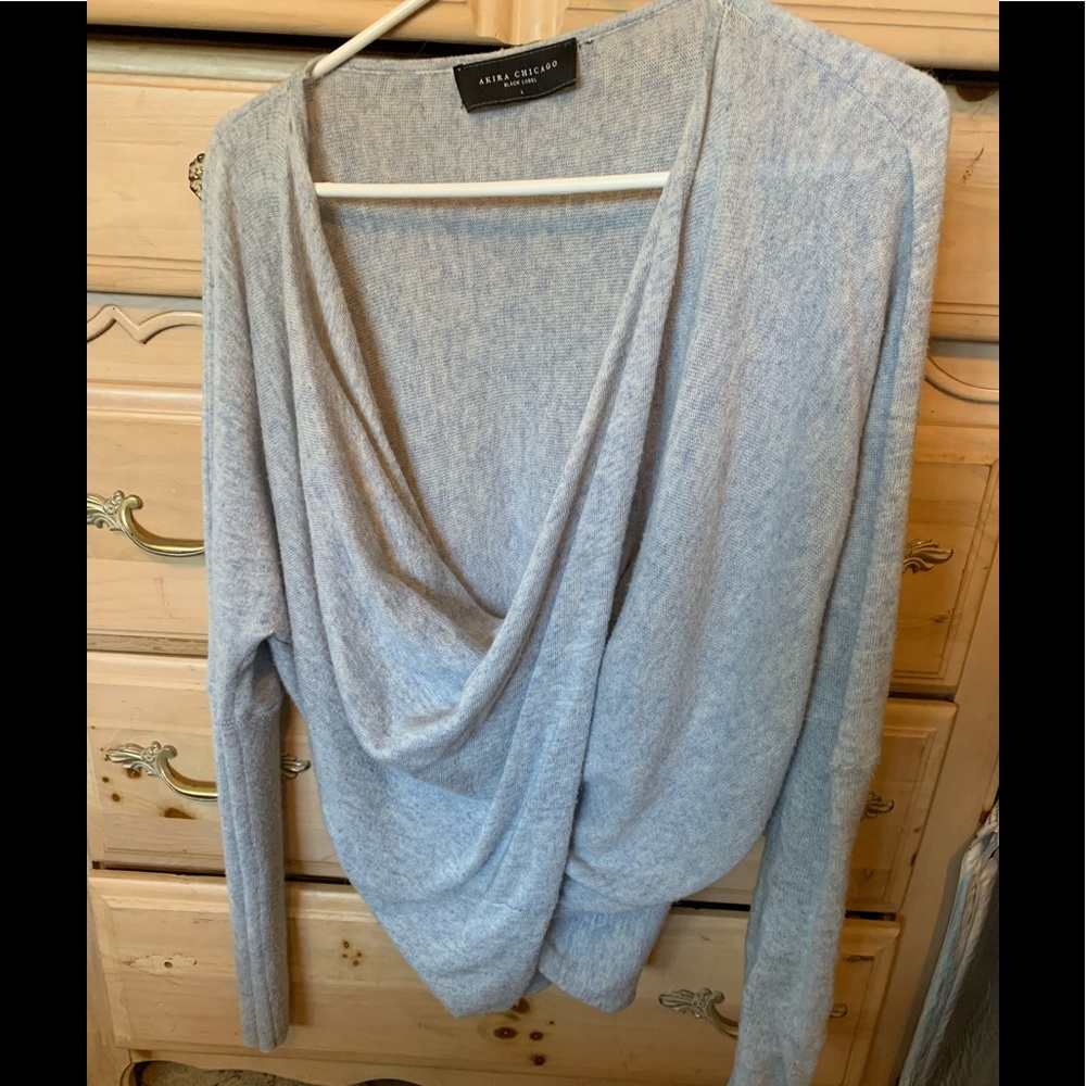 Ballet boho slouchy sweater/cross front. Wool